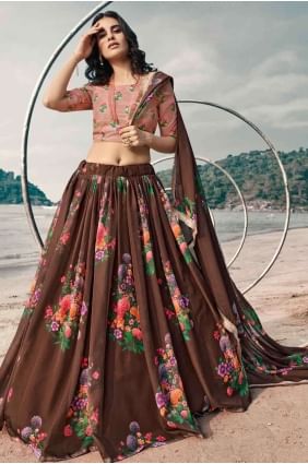 Crater brown Lehenga Choli in Silk with Thread LC3744