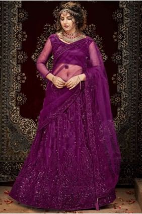 Grape purple Lehenga Choli with Sequins Net LC3750