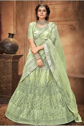 Lehenga Choli in Berly green Net with Sequins LC3755