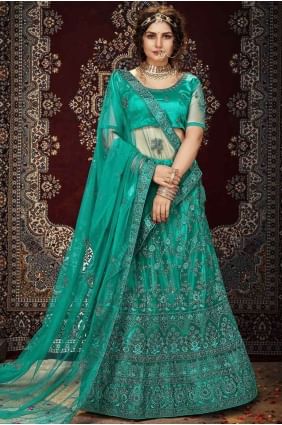 Sequins Lehenga Choli in Persion green Net LC3760