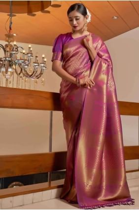 Wine  South Indian Saree in Weaving Raw silk SR18093
