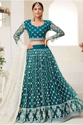 Net Thread Teal green Lehenga Choli with Dupatta LC3909
