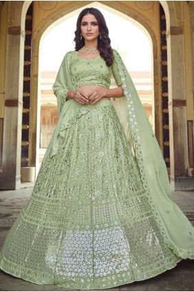 Pista Georgette Thread Lehenga Choli with Dupatta LC3925