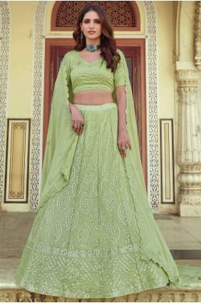 Thread Georgette Lehenga Choli in Pista  with Dupatta LC3930