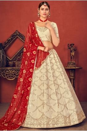 Art silk Party Lehenga Choli with Embroidered in Beige LC4180