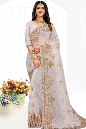 Gary  Party Wear Saree in Net with Resham,stone,embroidered SR19026