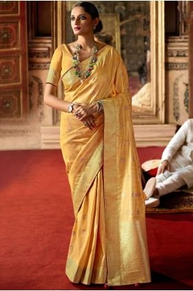 Yellow Weaving South Indian Saree in Silk SR19079