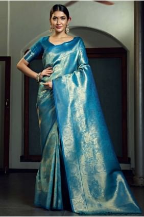 Blue Weaving Saree in Art silk SR18906