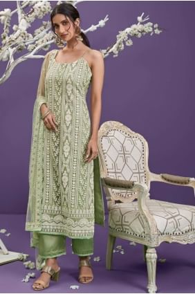 Pista  Salwar Kameez with Embroidered Net SK14137