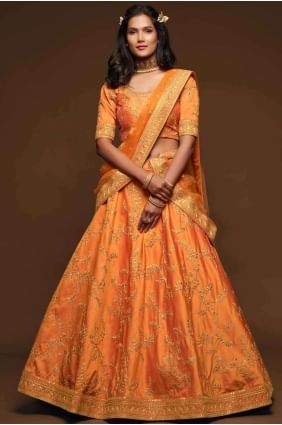 Art silk Lehenga Choli in Orange with Thread LC4073