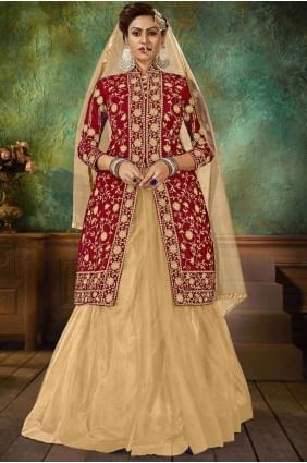 Maroon Velvet Lehenga Suit LS0185