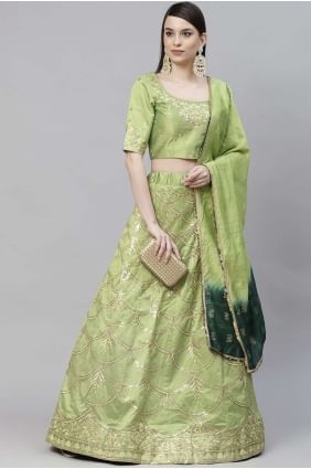 Party Lehenga Choli in Pista  Art silk with Embroidered LC4566