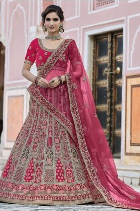 Pink Wedding Lehenga Choli in Heavy Embroidery With Hand Work Velvet LC4346