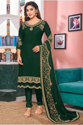 Green Embroidered Faux georgette Eid Salwar Kameez SK14348