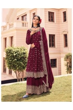 Faux georgette Faux georgette Eid Palazzo Suit with Embroidered PZ2666