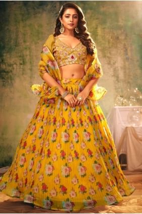 Organza Wedding Lehenga Choli with Digital print LC4645