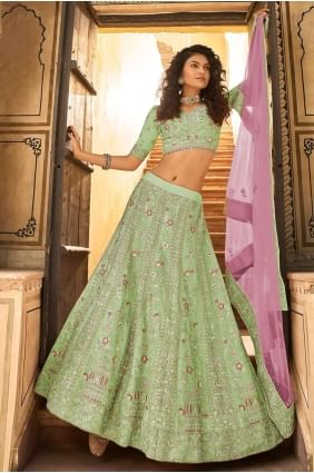 Organza Wedding Lehenga Choli in Pista  with Embroidered LC4688