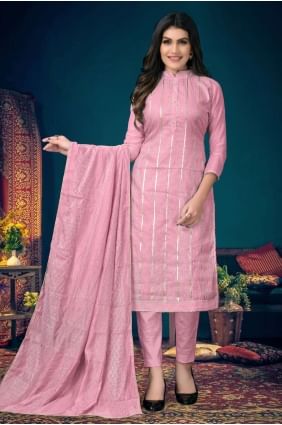 Pink Chanderi Embroidered Eid Salwar Kameez with Dupatta SK14408