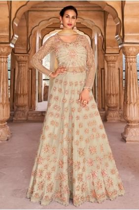 Net Eid Anarkali Suit with Embroidered AS3048