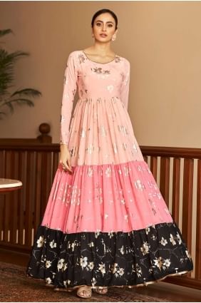 Peach Georgette Gown Dress GW0254