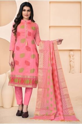 Banarsi jacquard Pink Salwar Kameez in Weaving SK14502
