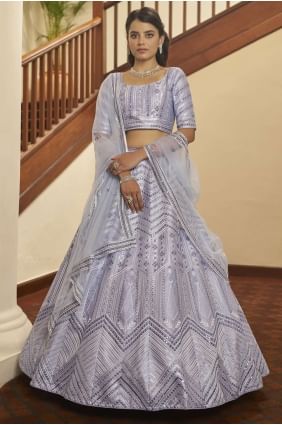 Silk Embroidered Lavender  Wedding Lehenga Choli with Dupatta LC4916
