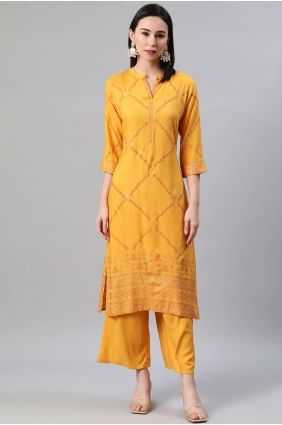 Mustard  Rayon Kurti KTI1085
