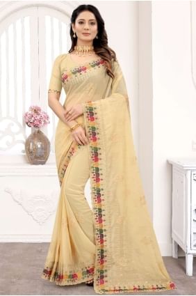 Chiku  Embroidered Saree in Georgette SR21909