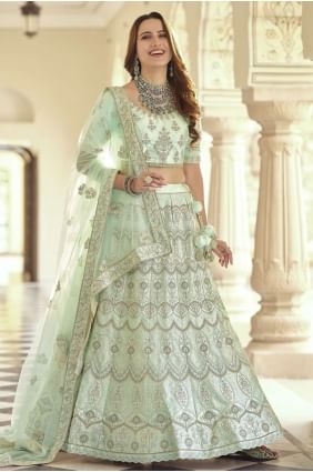 Embroidered Crepe Wedding Lehenga Choli in Green LC5439