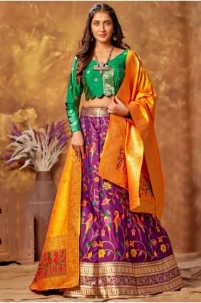 Silk Party Lehenga Choli with Weaving in Purple LC5448