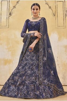 Embroidered Blue Party Lehenga Choli with Net  Dupatta LC5467