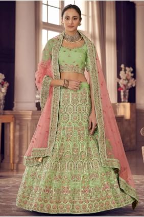 Embroidered Party Lehenga Choli in Pista  Organza LC5487