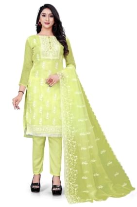 Organza Salwar Kameez in Pista  with Embroidered SK14765