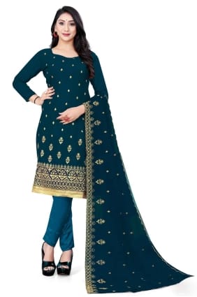 Embroidered Georgette Salwar Kameez in Teal blue SK14771