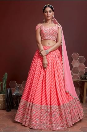 Pink Party Lehenga Choli in Embroidered Organza LC5632