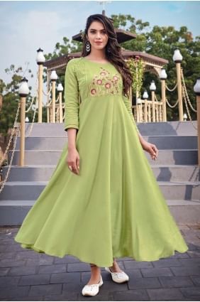 Pista  Embroidered Gown Dress in Rayon GW0348