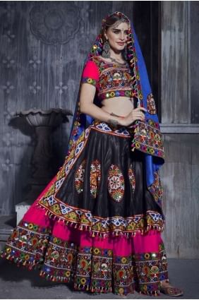 Pink Navratri Chaniya Choli  with Embroidered Art silk LC5724