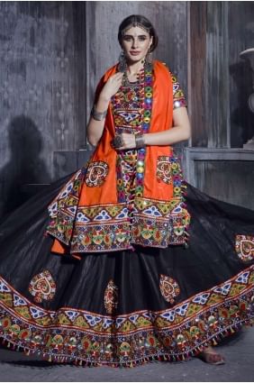 Embroidered Art silk Black Navratri Chaniya Choli with Dupatta LC5726