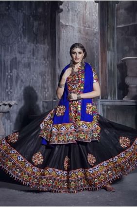 Black Art silk Navratri Chaniya Choli with Embroidered LC5727
