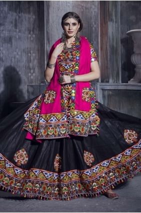Embroidered Navratri Chaniya Choli  in Black Art silk LC5728