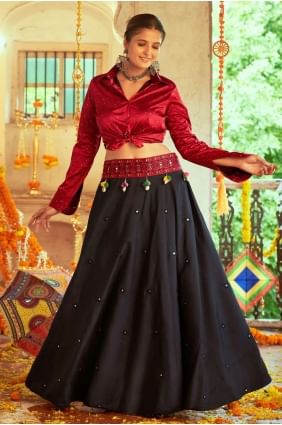 Silk Printed black Lehenga Choli with Dupatta LC5796