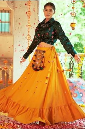 Silk Printed yellow Lehenga Choli with Dupatta LC5798