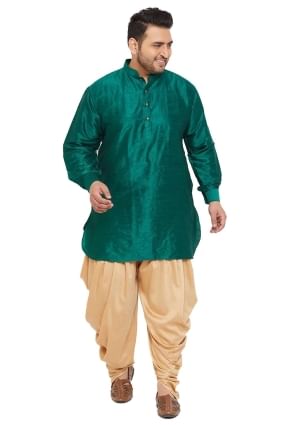 Teal  Diwali Men Dhoti kurta  in Banglori silk with Plain KURU0068