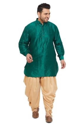 Plain Banglori silk Teal  Diwali Men Dhoti kurta with Dupatta KURU0070