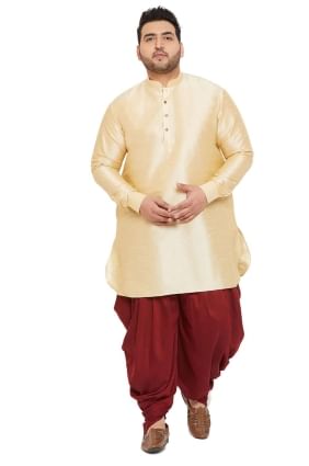 Plain diwali Men Dhoti kurta in Cream Banglori silk KURU0071
