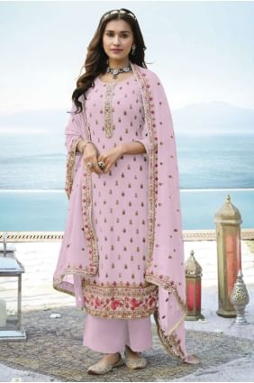 Faux georgette Diwali Palazzo Suit with Embroidered PZ3193