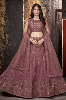 Embroidered Net Brown Lehenga Choli with Dupatta LC5923
