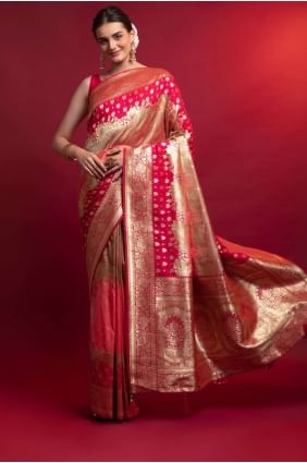 Weaving Pink Saree in Silk SR23257