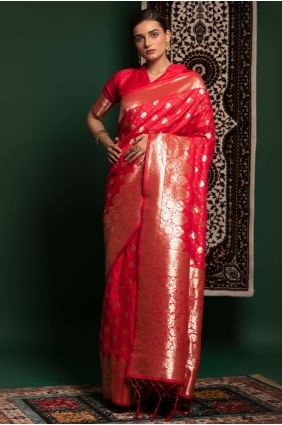 Silk Coral  Saree in Weaving SR23260