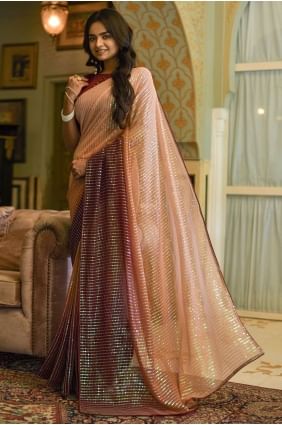 Saree in Brown with Georgette Embroidered SR23271